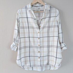 Neutral Fall Long Sleeve Flannel Brushed Cotton Soft Preppy Indie Grunge S